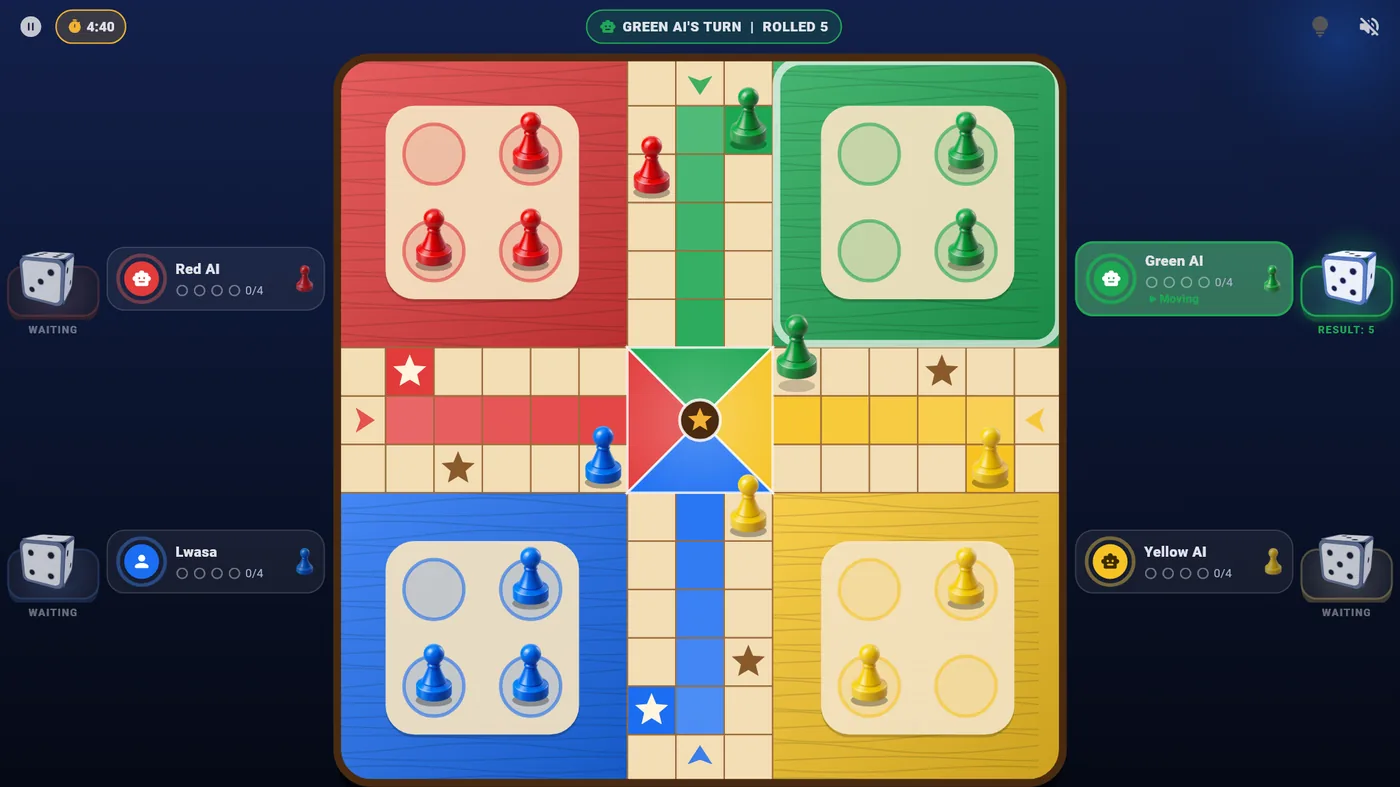Lwasa Ludo on Windows with the Mvule Wood board